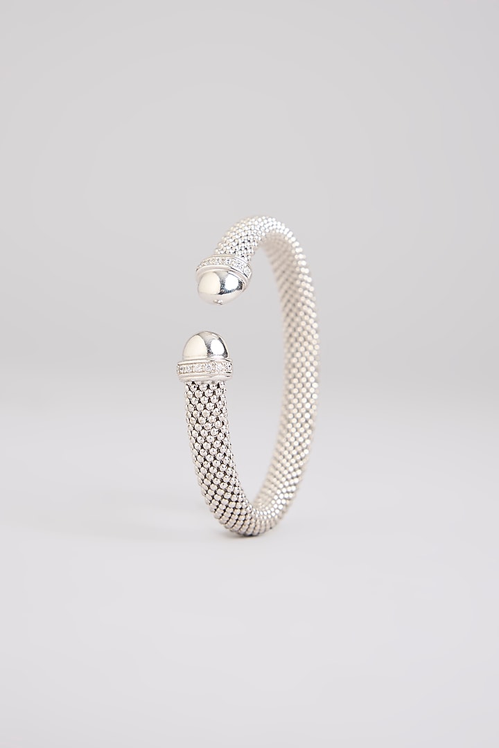 White Finish Bangle In Sterling Silver by MISS JO at Pernia's Pop Up Shop