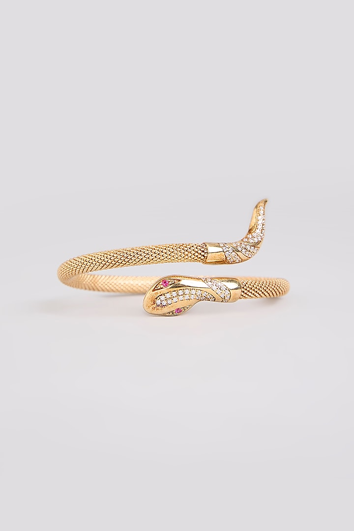 Gold Finish Bangle In Sterling Silver by MISS JO at Pernia's Pop Up Shop