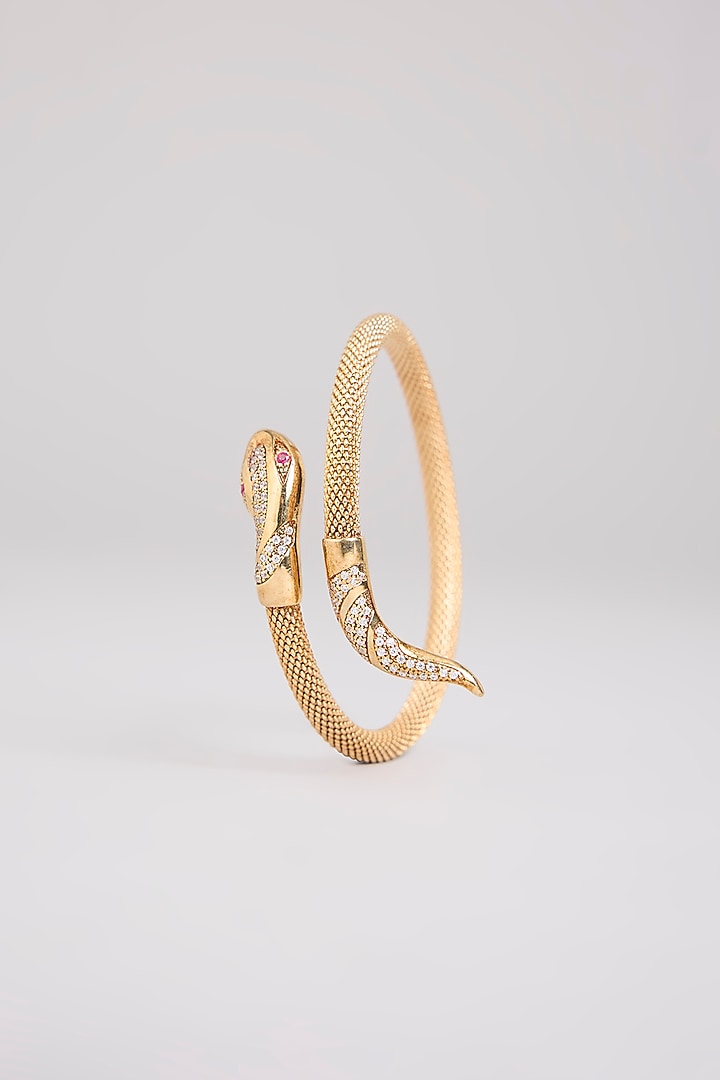 Gold Finish Bangle In Sterling Silver by MISS JO at Pernia's Pop Up Shop