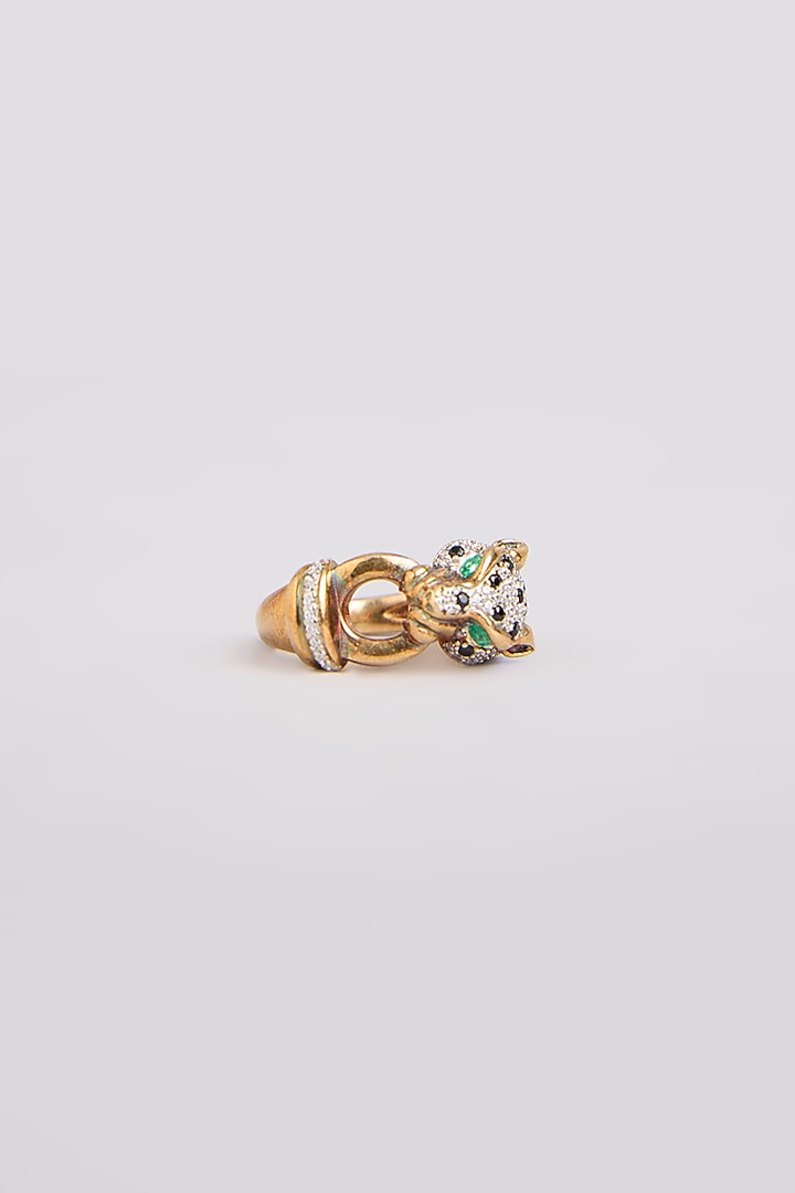 Gold Finish Ring In Sterling Silver by MISS JO at Pernia's Pop Up Shop