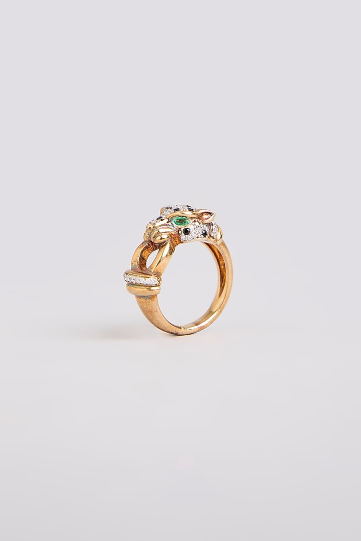 Gold Finish Ring In Sterling Silver by MISS JO at Pernia's Pop Up Shop