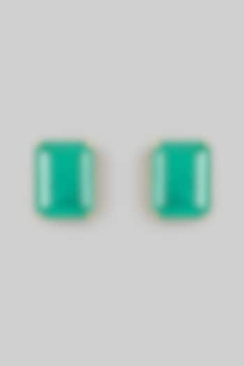 Green Stud Earrings In Sterling Silver by MISS JO at Pernia's Pop Up Shop