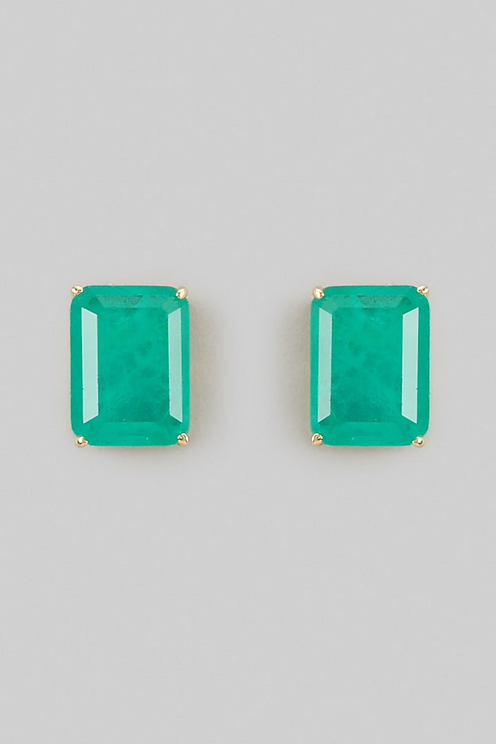 Green Stud Earrings In Sterling Silver by MISS JO at Pernia's Pop Up Shop