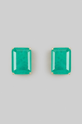 Green Stud Earrings In Sterling Silver by MISS JO