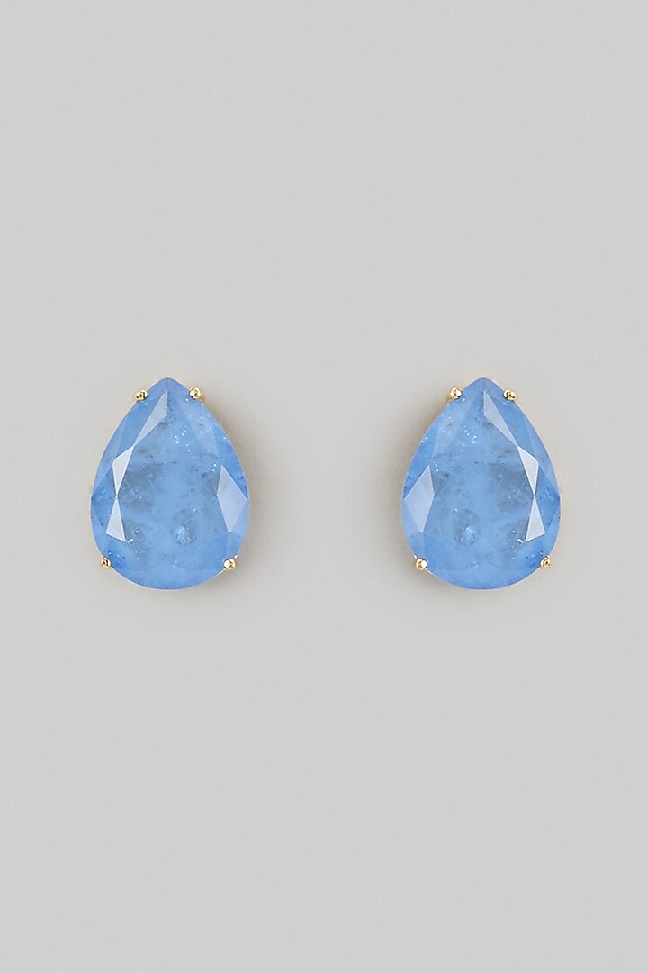 Blue Stud Earrings In Sterling Silver by MISS JO at Pernia's Pop Up Shop