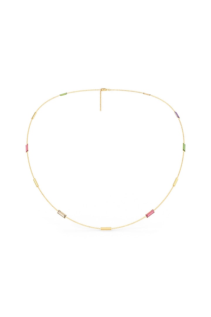 Gold Finish Amethyst & Morganite Hydro Long Necklace In Sterling Silver by MISS JO at Pernia's Pop Up Shop