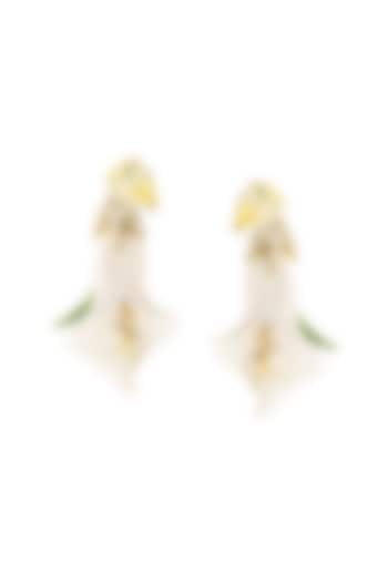 Gold Finish Stud Earrings In Sterling Silver by MISS JO at Pernia's Pop Up Shop