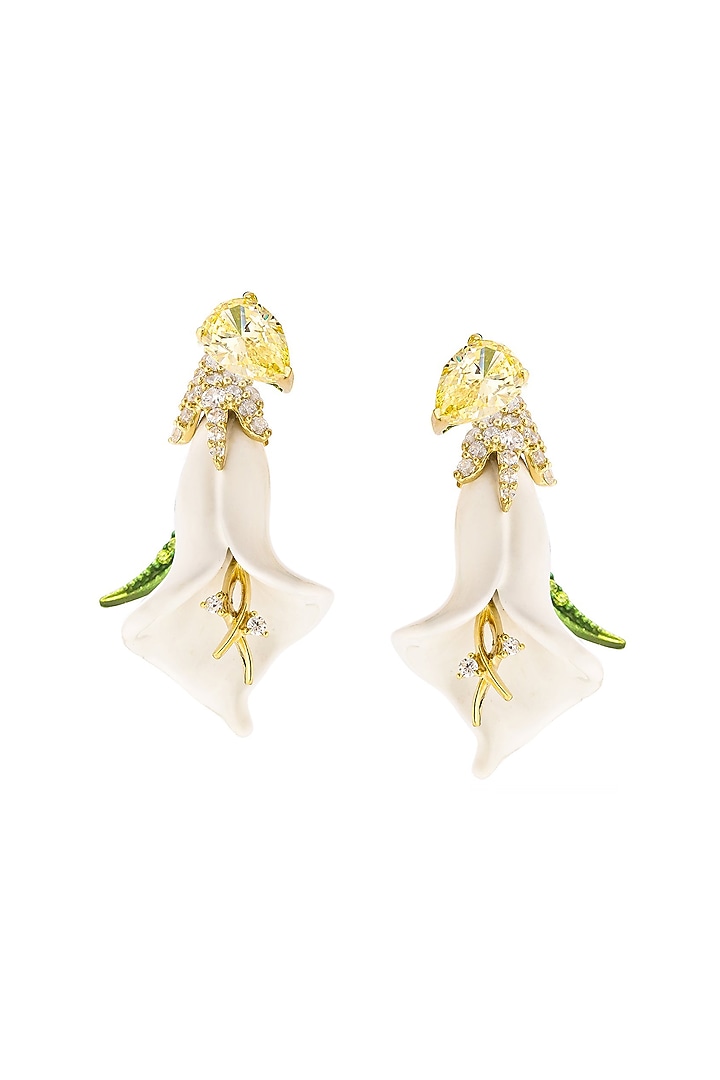 Gold Finish Stud Earrings In Sterling Silver by MISS JO at Pernia's Pop Up Shop