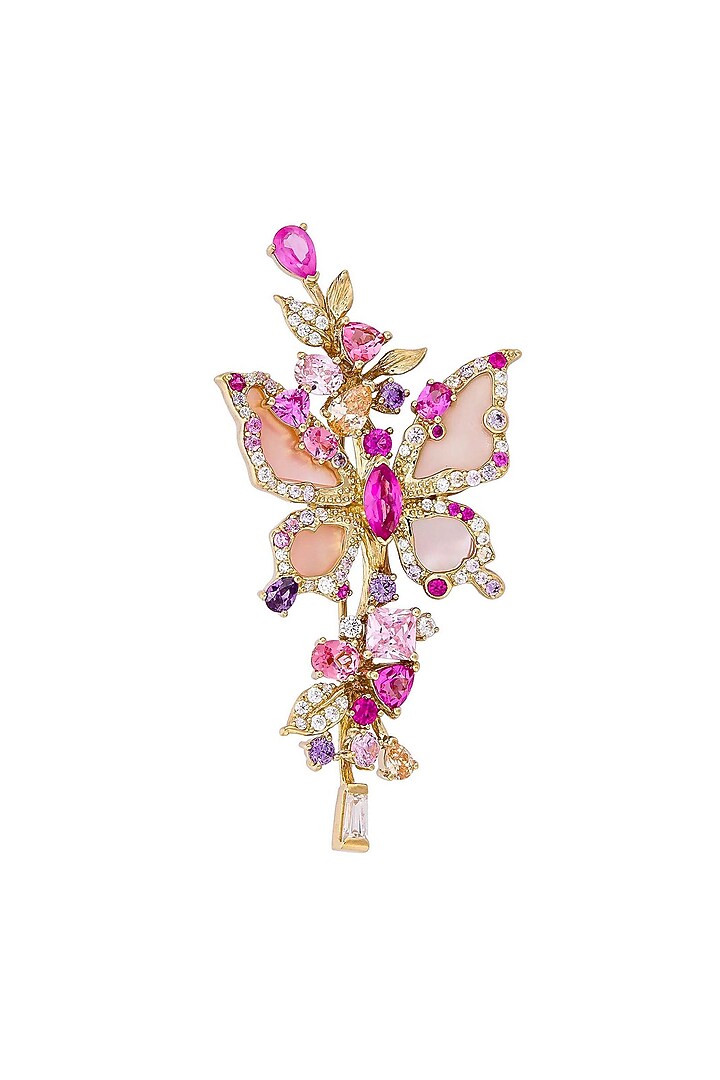 Gold Finish Floral Brooch In Sterling Silver by MISS JO at Pernia's Pop Up Shop