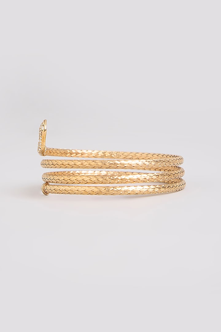 Gold Finish Bangle In Sterling Silver by MISS JO at Pernia's Pop Up Shop