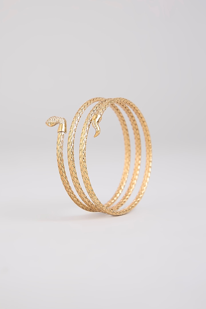 Gold Finish Bangle In Sterling Silver by MISS JO at Pernia's Pop Up Shop