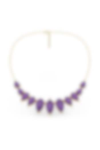 Gold Finish Pearl-Cut Stone Handcrafted Necklace In Sterling Silver by MISS JO at Pernia's Pop Up Shop