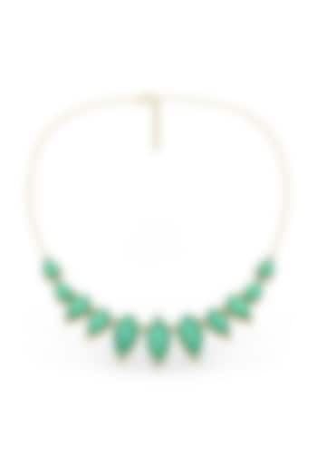 Gold Finish Pearl-Cut Stone Handcrafted Necklace In Sterling Silver by MISS JO at Pernia's Pop Up Shop