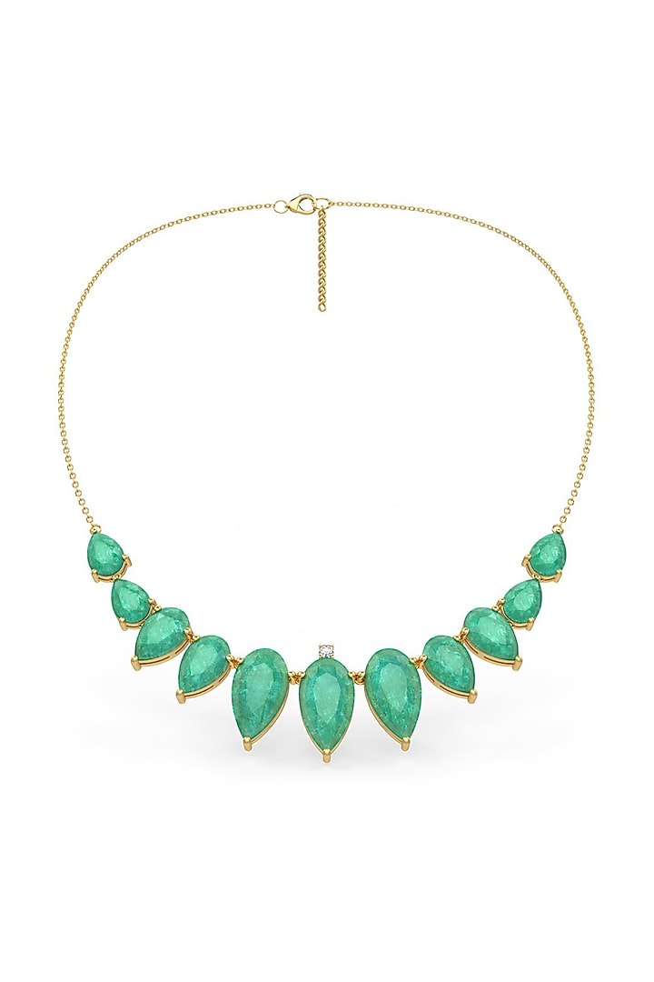 Gold Finish Pearl-Cut Stone Handcrafted Necklace In Sterling Silver by MISS JO at Pernia's Pop Up Shop