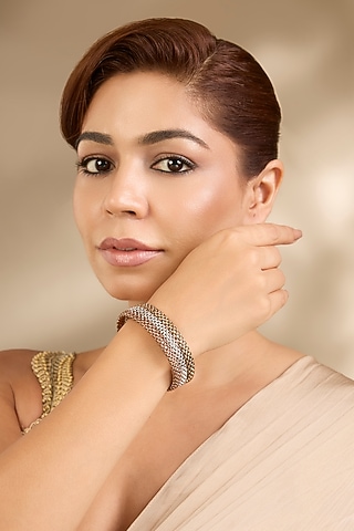 Gold Finish Bangle In Sterling Silver by MISS JO