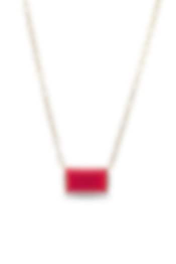 Gold Finish Pink Stone Necklace In Sterling Silver by MISS JO at Pernia's Pop Up Shop