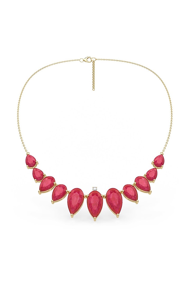 Gold Finish Pearl-Cut Stone Handcrafted Necklace In Sterling Silver by MISS JO at Pernia's Pop Up Shop