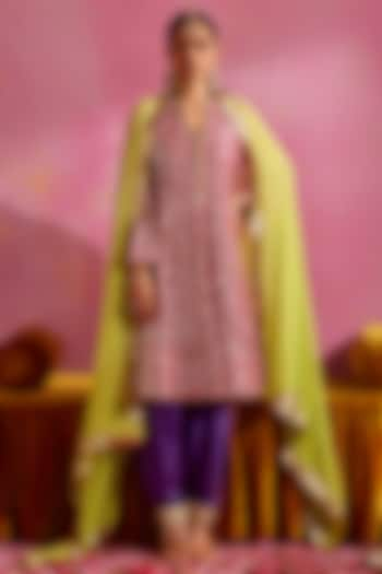 Rani Pink Georgette Embellished Kurta Set by Mustard Moon by Neyha and Vrinda at Pernia's Pop Up Shop