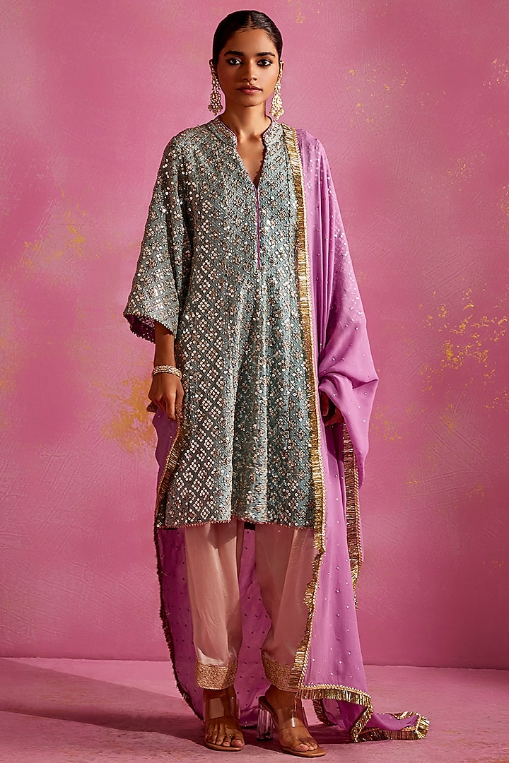 Bluebell Georgette Embellished Kurta Set by Mustard Moon by Neyha and Vrinda