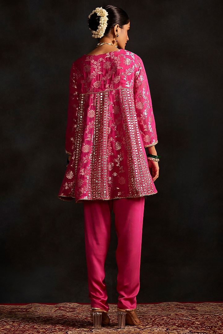 Rani Pink Banarasi Tunic Set by Mustard Moon by Neyha and Vrinda at Pernia's Pop Up Shop
