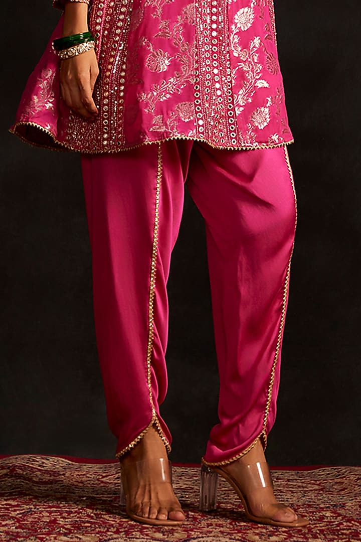 Rani Pink Banarasi Tunic Set by Mustard Moon by Neyha and Vrinda at Pernia's Pop Up Shop
