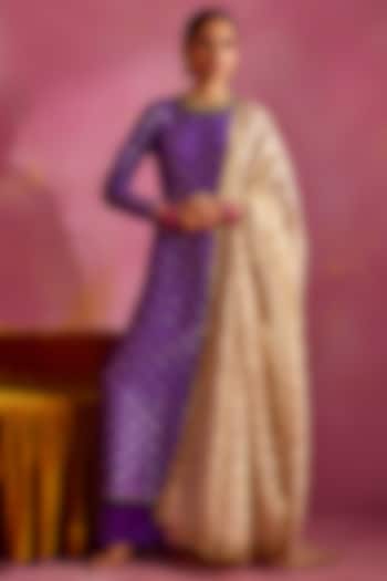 Purple Banarasi Kurta Set by Mustard Moon by Neyha and Vrinda