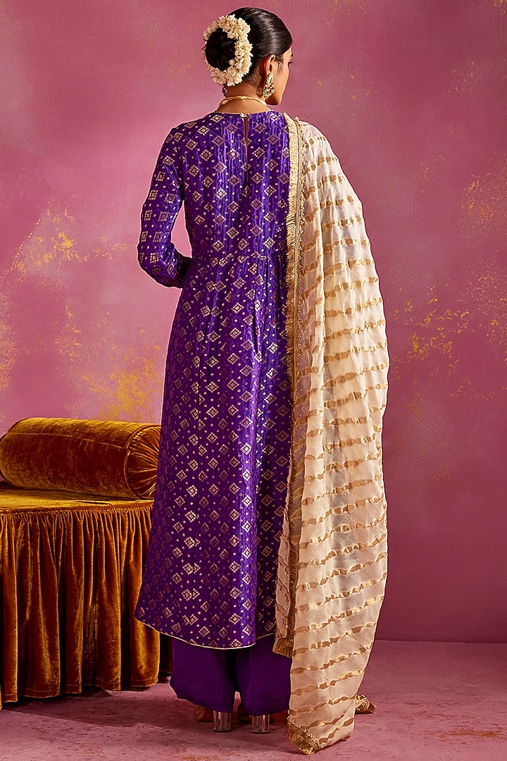 Purple Banarasi Kurta Set by Mustard Moon by Neyha and Vrinda at Pernia's Pop Up Shop
