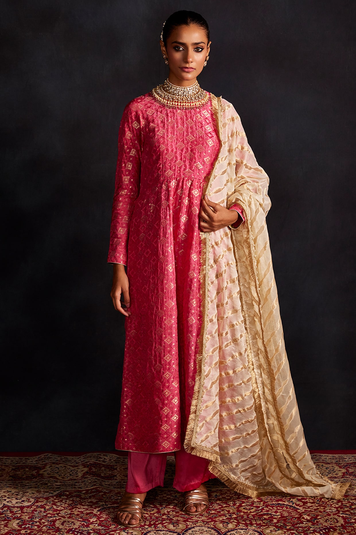 Buy Rajnandini Women's Magenta Heavy Silk Banarasi Weaving Work Unstitched  Salwar Suit Material (Free Size) at Amazon.in