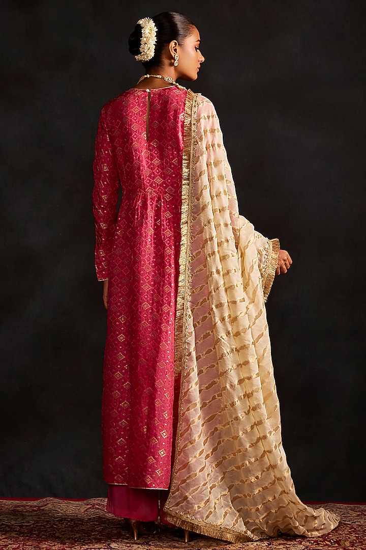 Rose Pink Banarasi Kurta Set by Mustard Moon by Neyha and Vrinda at Pernia's Pop Up Shop