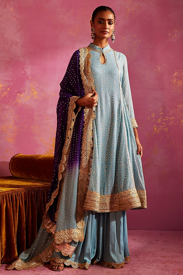 Bluebell Georgette Sharara Set by Mustard Moon by Neyha and Vrinda