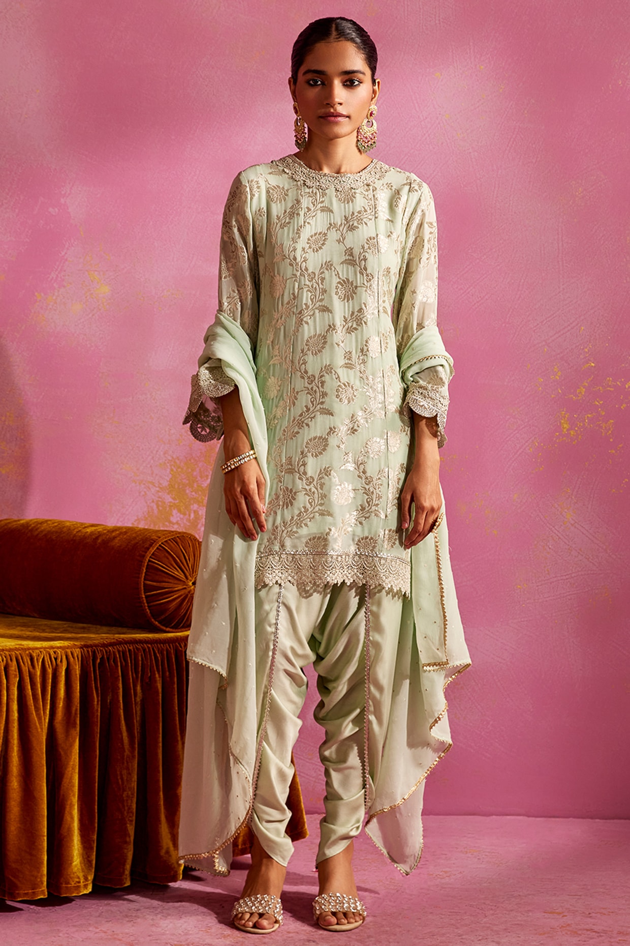 Meena Butti Falak - Banarasi Silk Kurti With Pant And Dupatta at Rs  1399/piece in Surat