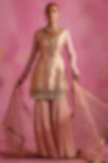 Blush Pink Lurex Dobby Sharara Set by Mustard Moon by Neyha and Vrinda
