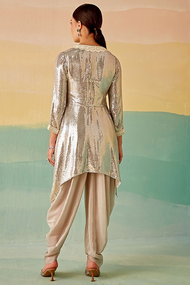 Silver Grey Georgette Tunic Set by Mustard Moon by Neyha and Vrinda at Pernia's Pop Up Shop