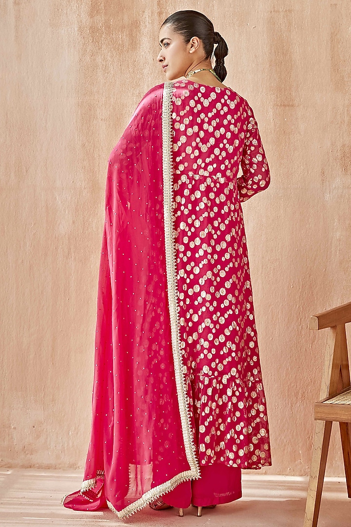Hot Pink Gold Lurex Kurta Set by Mustard Moon by Neyha and Vrinda at Pernia's Pop Up Shop
