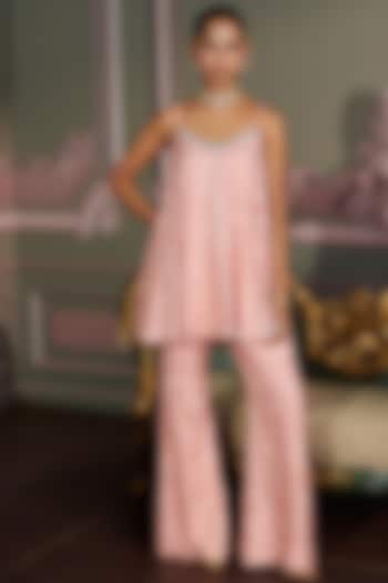 Rose Pink Georgette Thread Work Kurta Set by Mustard Moon by Neyha and Vrinda at Pernia's Pop Up Shop