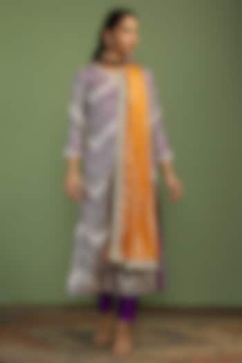 Purple Georgette Gota Work Long Kurta Set by Mustard Moon by Neyha and Vrinda at Pernia's Pop Up Shop