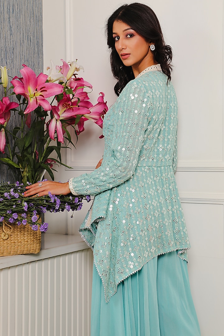 Peppermint Embroidered Kurta Set by Mustard Moon by Neyha and Vrinda at Pernia's Pop Up Shop