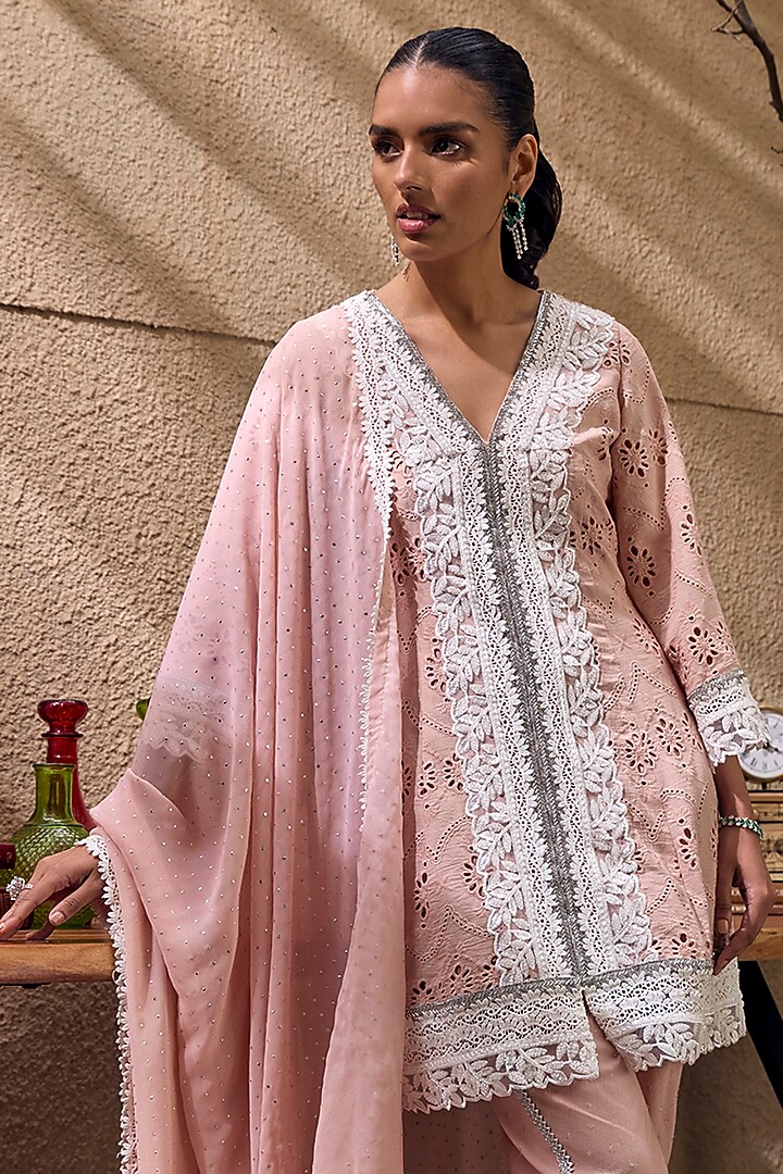 English Rose Cotton Bead Embroidered Tunic Set by Mustard Moon by Neyha and Vrinda at Pernia's Pop Up Shop