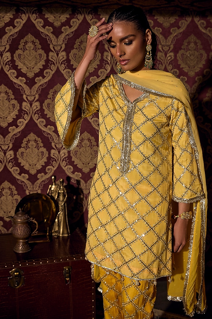 Limoncello Georgette Embroidered Co-Ord Set by Mustard Moon by Neyha and Vrinda at Pernia's Pop Up Shop
