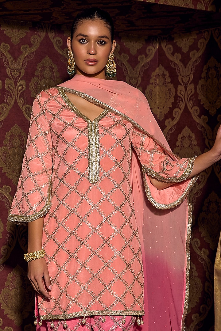 Candy Crush Georgette Embroidered Co-Ord Set by Mustard Moon by Neyha and Vrinda at Pernia's Pop Up Shop