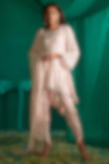 Powder Pink Georgette Kurta Set by Mustard Moon by Neyha and Vrinda at Pernia's Pop Up Shop
