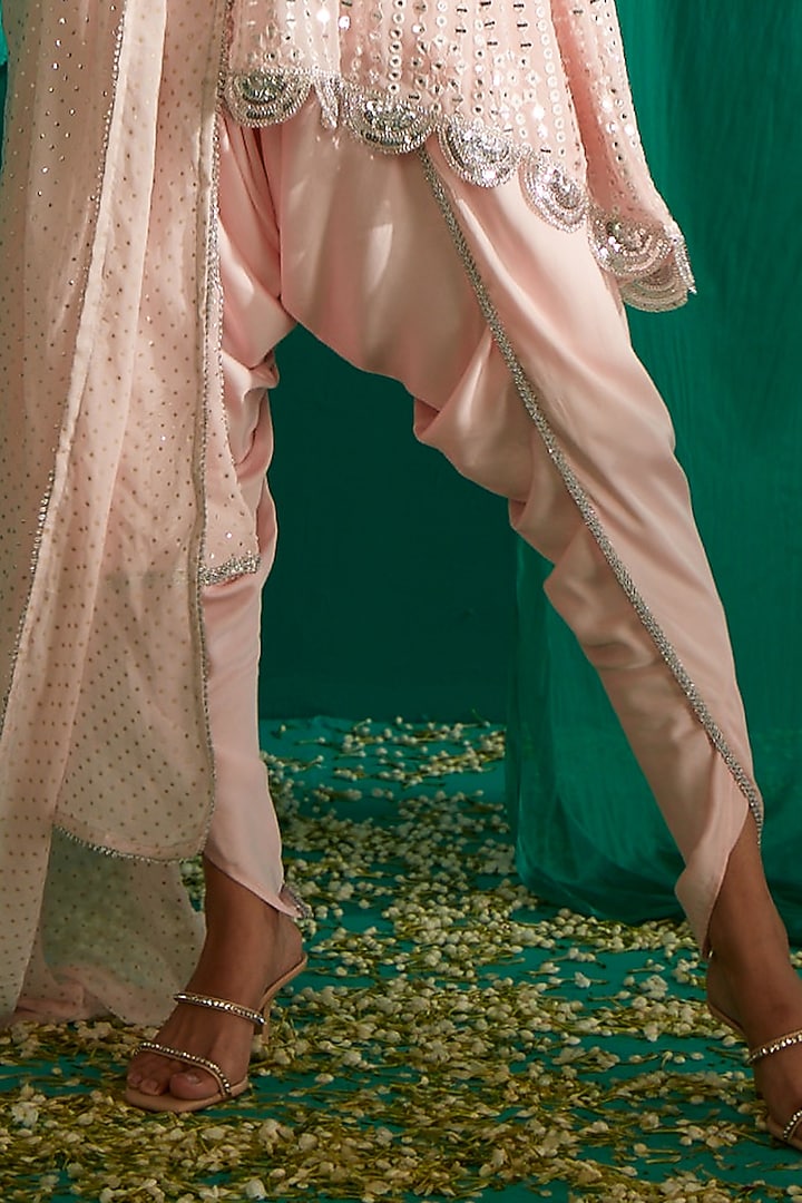 Powder Pink Georgette Kurta Set by Mustard Moon by Neyha and Vrinda at Pernia's Pop Up Shop