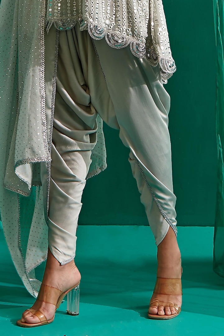 Ice Blue Georgette Kurta Set by Mustard Moon by Neyha and Vrinda at Pernia's Pop Up Shop
