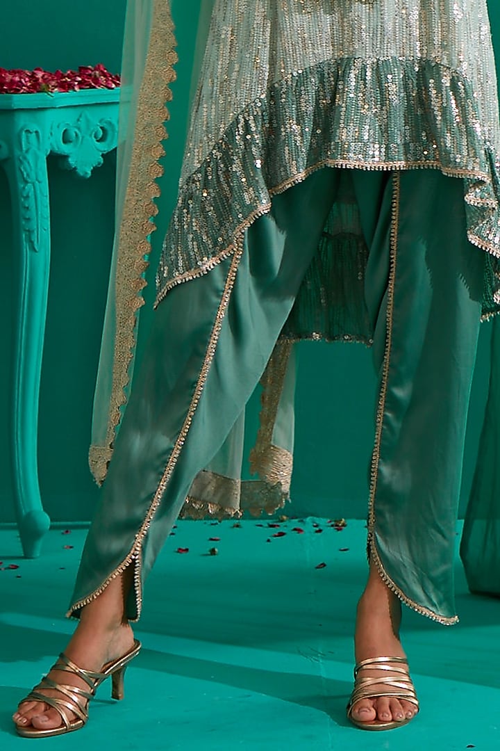 Aqua Mint Embroidered Kurta Set by Mustard Moon by Neyha and Vrinda at Pernia's Pop Up Shop