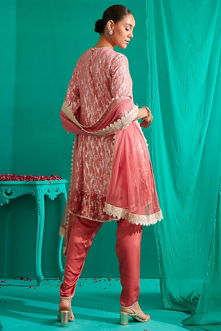 Old Rose Embroidered Kurta Set by Mustard Moon by Neyha and Vrinda at Pernia's Pop Up Shop