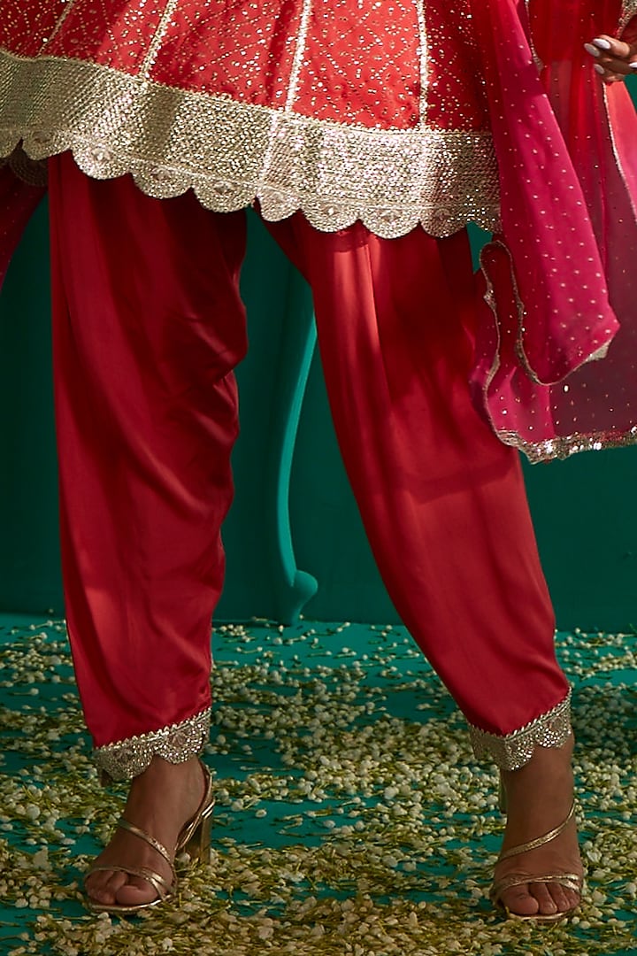 Coral & Hot Pink Georgette Kurta set by Mustard Moon by Neyha and Vrinda at Pernia's Pop Up Shop