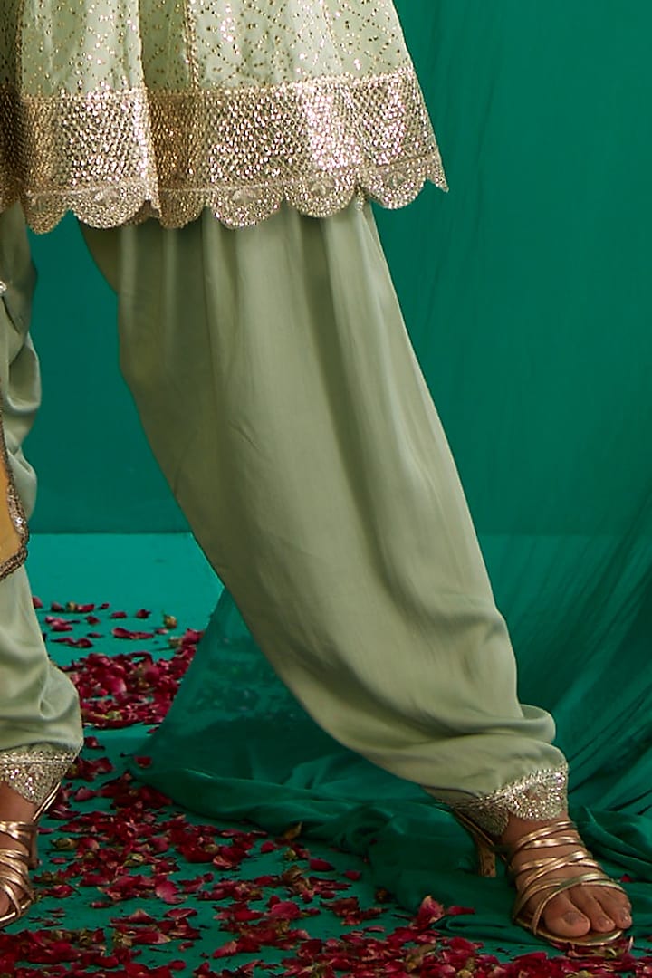 Sage & Yellow Embroidered Kurta Set by Mustard Moon by Neyha and Vrinda at Pernia's Pop Up Shop