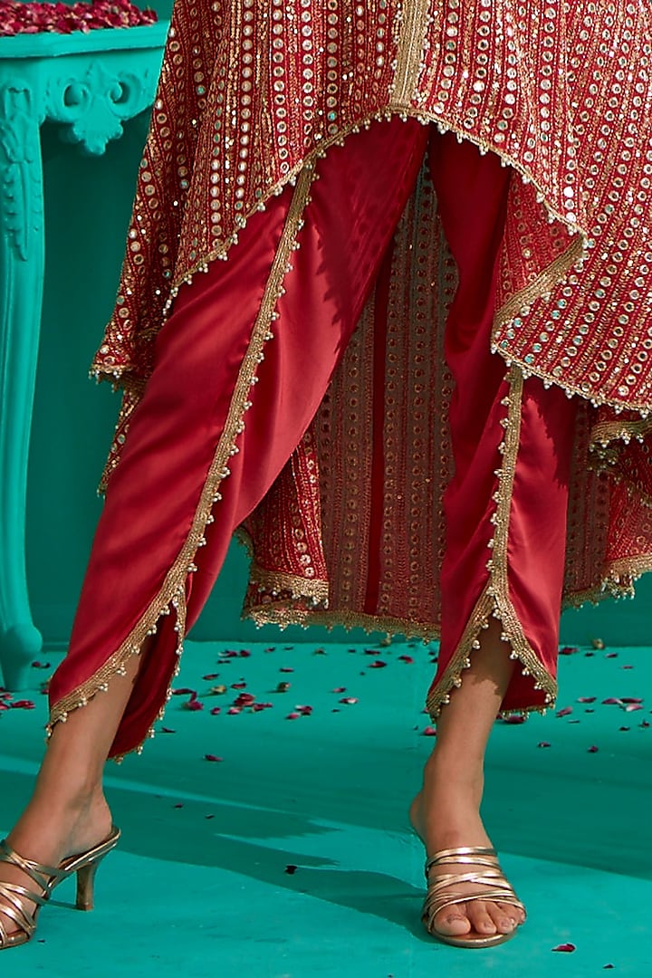 Coral Embroidered Cape Set by Mustard Moon by Neyha and Vrinda at Pernia's Pop Up Shop