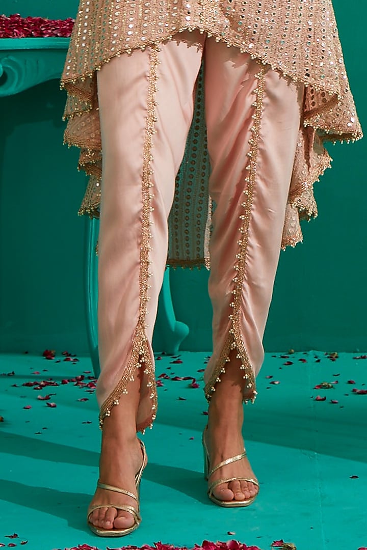 Peach Embroidered Cape Set by Mustard Moon by Neyha and Vrinda at Pernia's Pop Up Shop