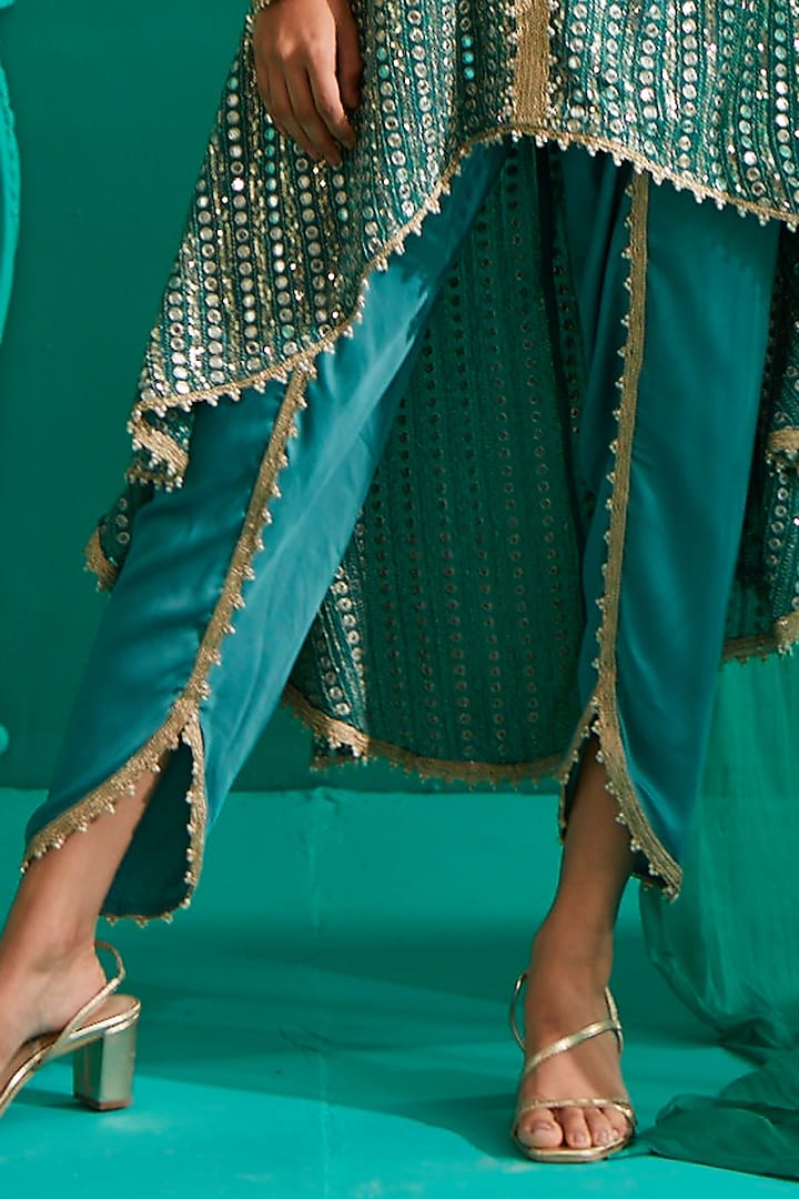 Emerald Green Embroidered Cape Set by Mustard Moon by Neyha and Vrinda at Pernia's Pop Up Shop